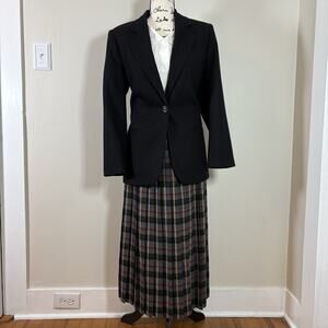 VTG Sag Harbor Black Pure New Wool Blazer Jacket 8 Dark Academia Office Preppy